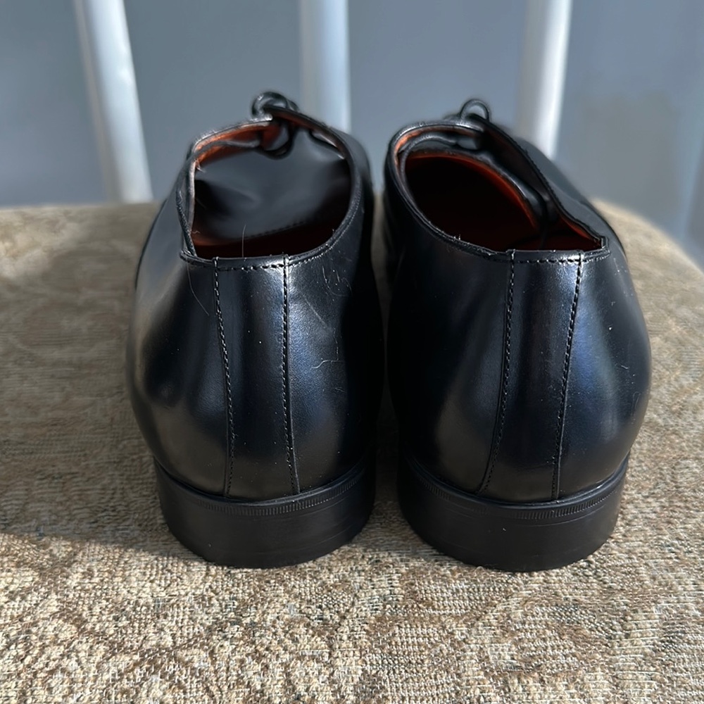 Santoni Black Oxfords with Polished Leather and Traditional Lace-Up Closure - Picture 3 of 4